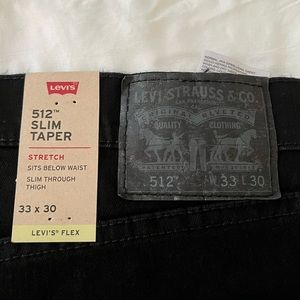 Levi’s Mens 512 Slim Taper Black Jeans 33x30